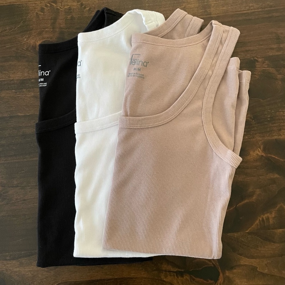 NWOT Felina Set of Three Ribbed Tank Tops